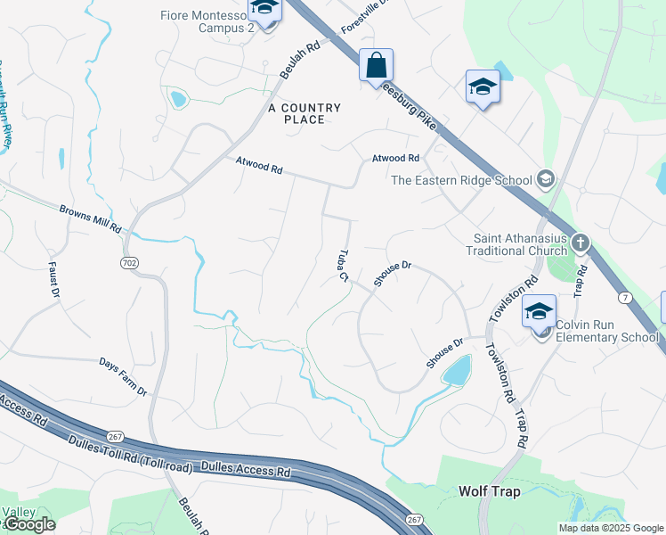 map of restaurants, bars, coffee shops, grocery stores, and more near 9500 Laurlin Court in Vienna
