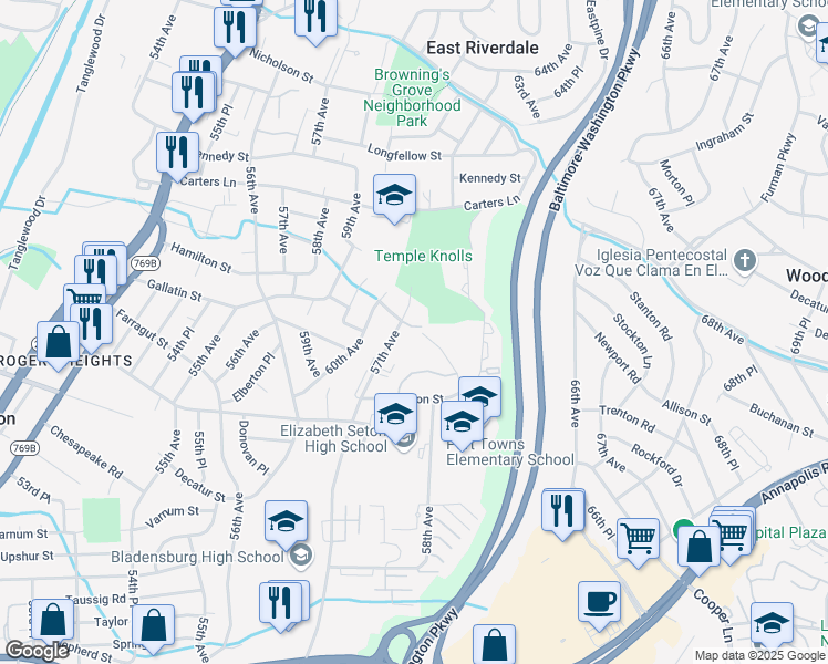 map of restaurants, bars, coffee shops, grocery stores, and more near 101 Independence Avenue Southeast in Washington