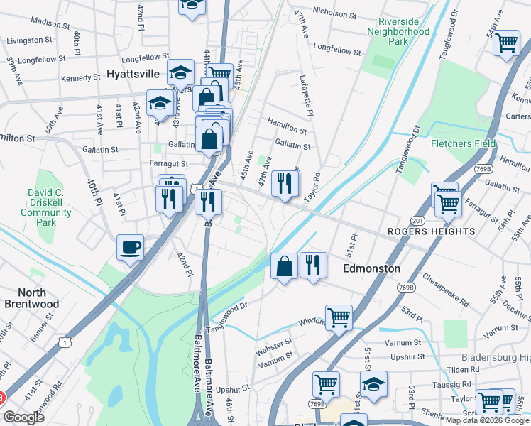 map of restaurants, bars, coffee shops, grocery stores, and more near 101 Independence Avenue Southeast in Washington