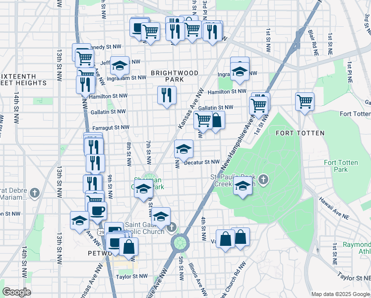 map of restaurants, bars, coffee shops, grocery stores, and more near 441 Delafield Place Northwest in Washington