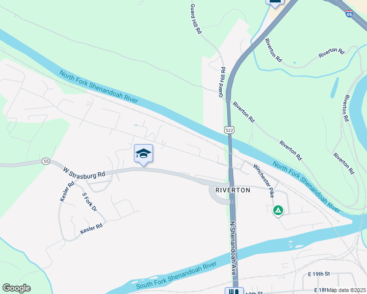 map of restaurants, bars, coffee shops, grocery stores, and more near 152 West Duck Street in Front Royal