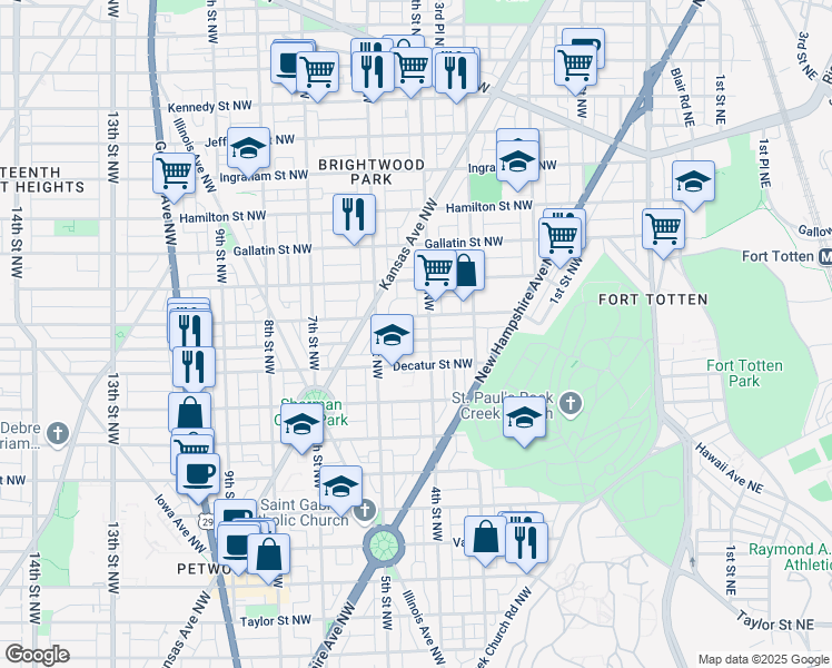 map of restaurants, bars, coffee shops, grocery stores, and more near 413 Delafield Place Northwest in Washington