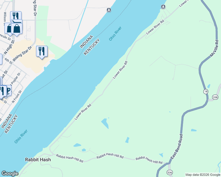 map of restaurants, bars, coffee shops, grocery stores, and more near 9264 Lower River Road in Burlington