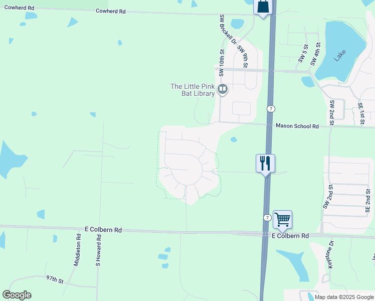 map of restaurants, bars, coffee shops, grocery stores, and more near 1116 Southwest Conch Way in Blue Springs