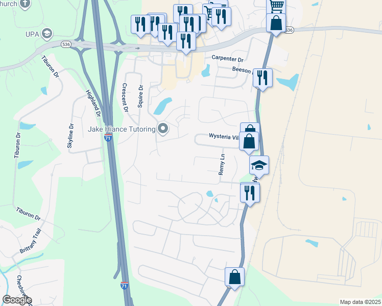 map of restaurants, bars, coffee shops, grocery stores, and more near 60 Deer Haven Court in Florence