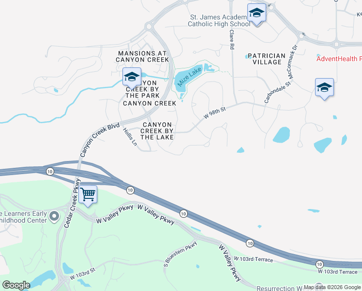 map of restaurants, bars, coffee shops, grocery stores, and more near 9825 Redbird Street in Lenexa