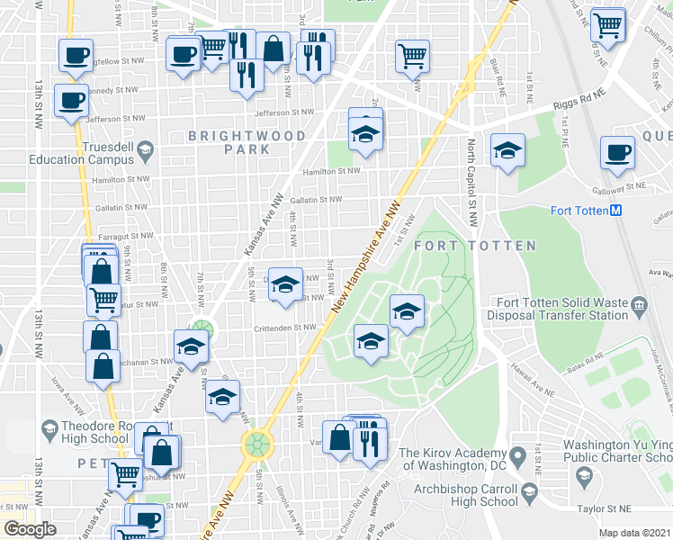 map of restaurants, bars, coffee shops, grocery stores, and more near 101 Independence Avenue Southeast in Washington
