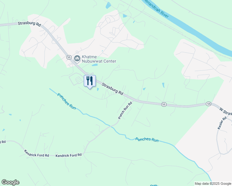 map of restaurants, bars, coffee shops, grocery stores, and more near 1245 Strasburg Road in Front Royal