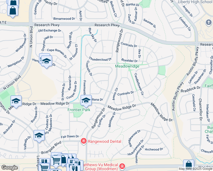 map of restaurants, bars, coffee shops, grocery stores, and more near 8645 Freemantle Dr in Colorado Springs