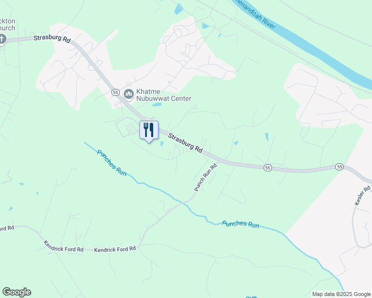 map of restaurants, bars, coffee shops, grocery stores, and more near 1261 Strasburg Road in Front Royal