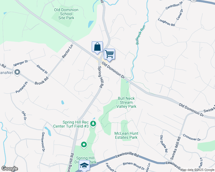 map of restaurants, bars, coffee shops, grocery stores, and more near 8103 Spring Hill Farm Drive in McLean