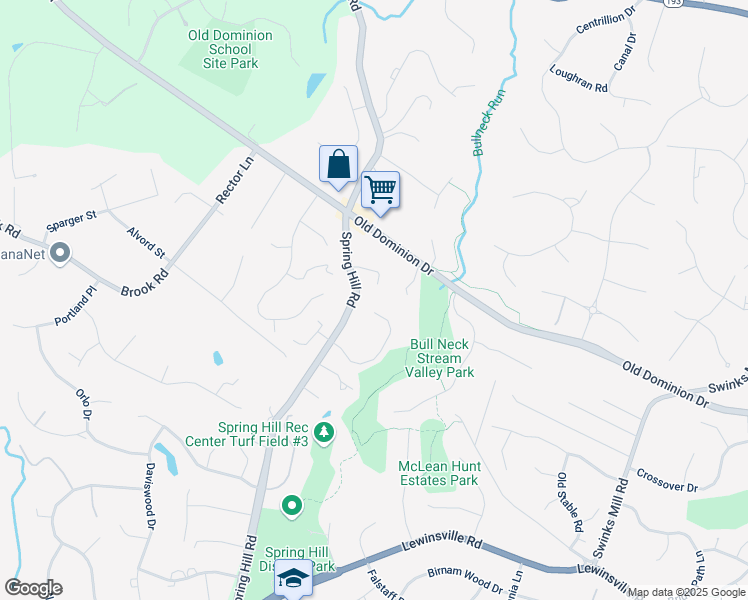 map of restaurants, bars, coffee shops, grocery stores, and more near 8103 Spring Hill Farm Drive in McLean