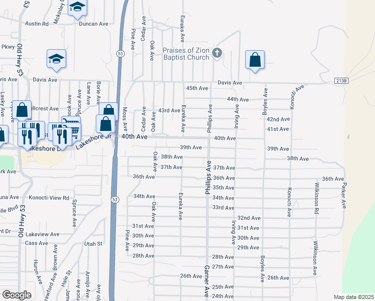 map of restaurants, bars, coffee shops, grocery stores, and more near 15773 39th Avenue in Clearlake