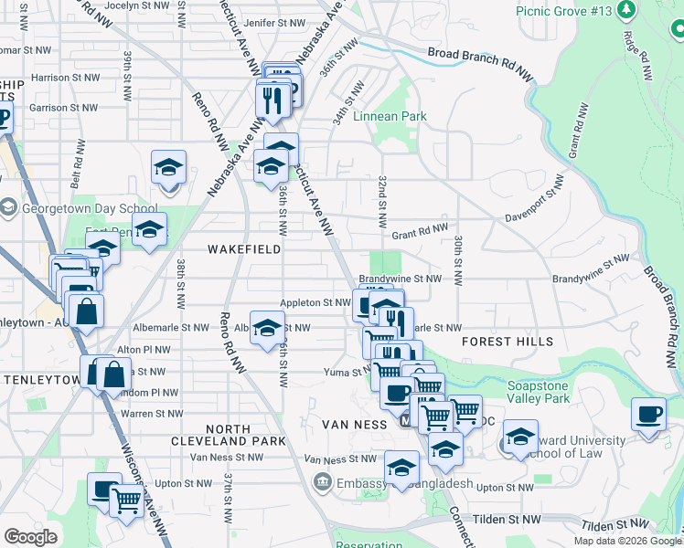 map of restaurants, bars, coffee shops, grocery stores, and more near 101 Independence Avenue Southeast in Washington