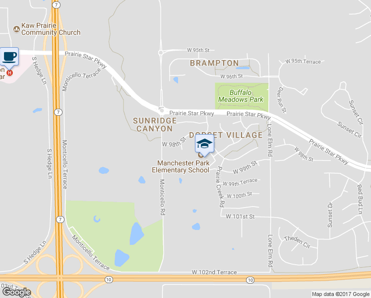 map of restaurants, bars, coffee shops, grocery stores, and more near 9813 Brockway Street in Lenexa
