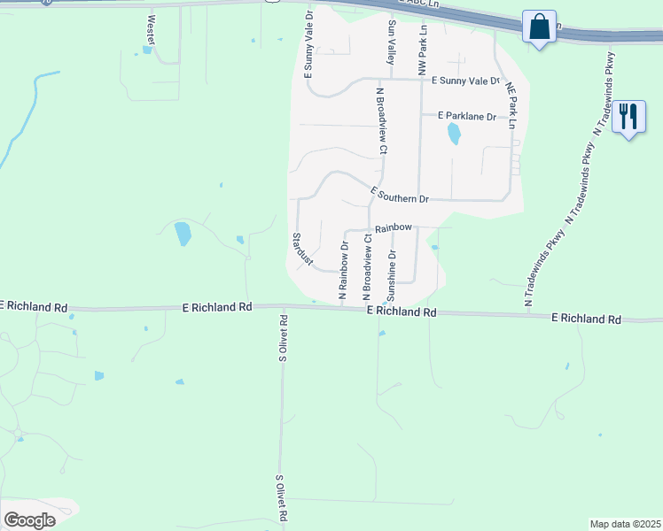 map of restaurants, bars, coffee shops, grocery stores, and more near 260 North Sunnyside Court in Columbia