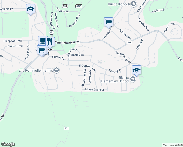 map of restaurants, bars, coffee shops, grocery stores, and more near 5308 Olympia Drive in Kelseyville