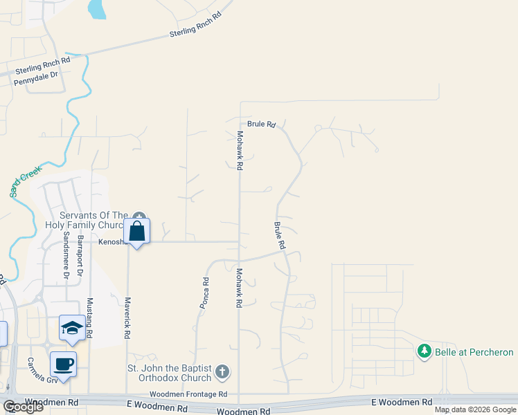 map of restaurants, bars, coffee shops, grocery stores, and more near 8215 Mohawk Road in Colorado Springs