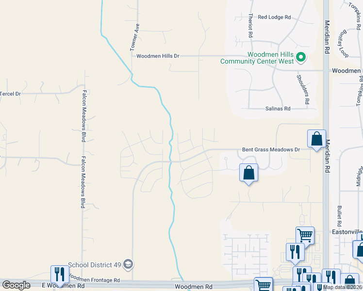map of restaurants, bars, coffee shops, grocery stores, and more near 11063 Silky Thread Road in Peyton