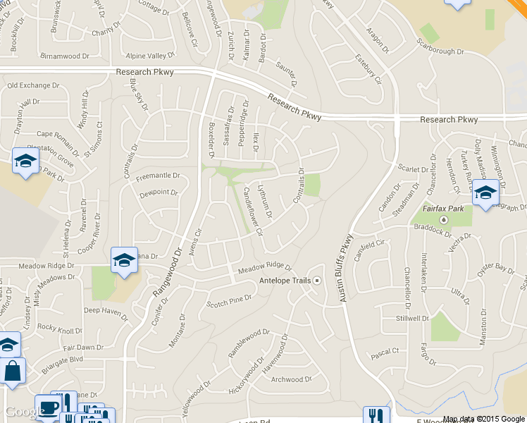 map of restaurants, bars, coffee shops, grocery stores, and more near 8175 Candleflower Circle in Colorado Springs