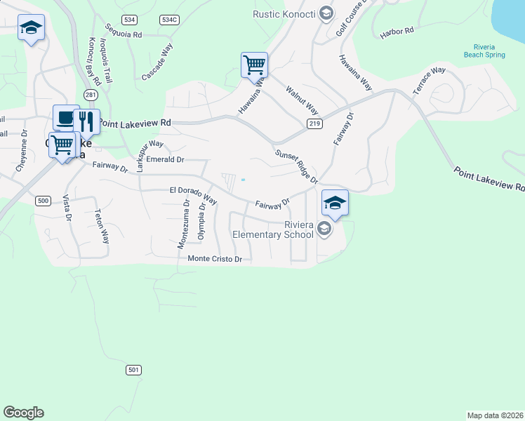 map of restaurants, bars, coffee shops, grocery stores, and more near 10325 Fairway Drive in Kelseyville