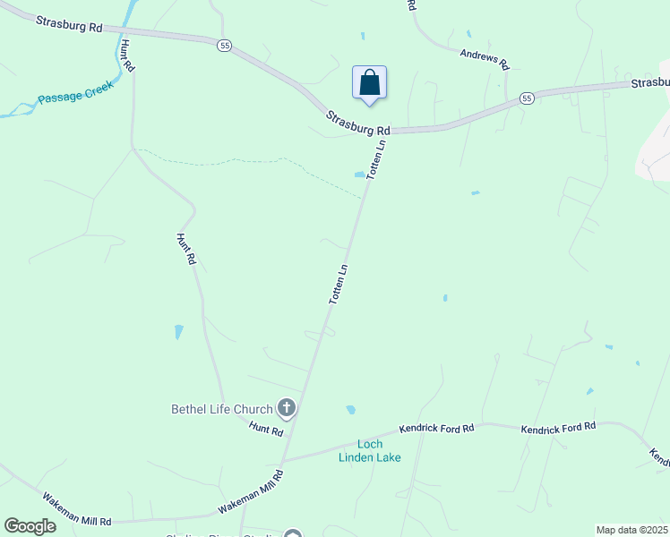 map of restaurants, bars, coffee shops, grocery stores, and more near 519 Totten Lane in Front Royal