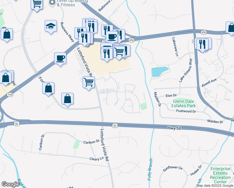 map of restaurants, bars, coffee shops, grocery stores, and more near 4201 Day Lily Drive in Bowie