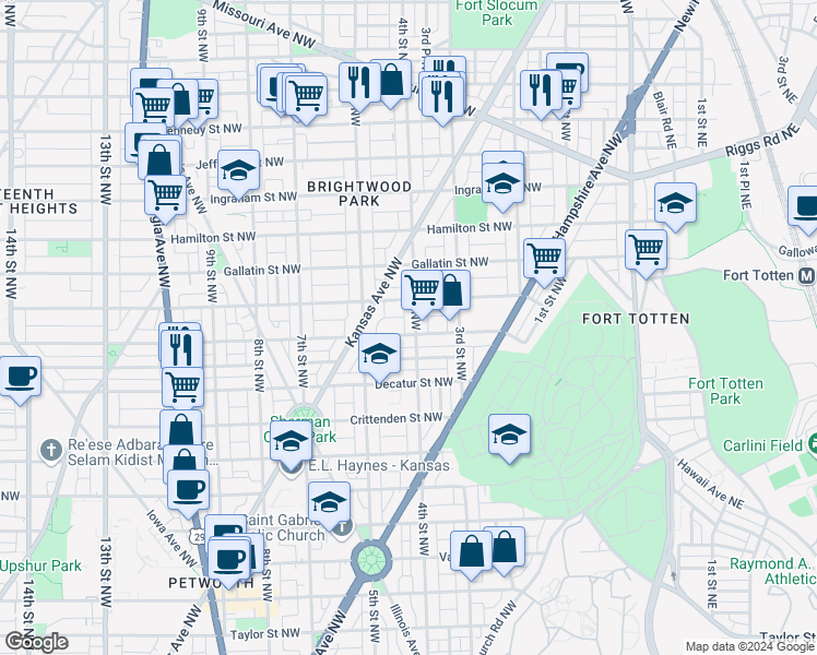 map of restaurants, bars, coffee shops, grocery stores, and more near 101 Independence Avenue Southeast in Washington
