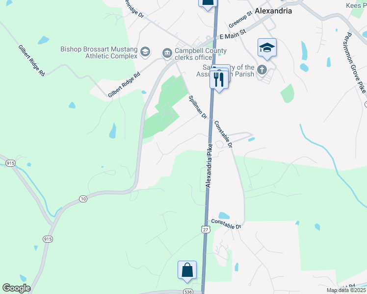 map of restaurants, bars, coffee shops, grocery stores, and more near 15 Paul Lane in Alexandria