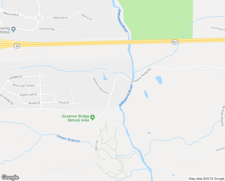 map of restaurants, bars, coffee shops, grocery stores, and more near Governor Bridge Road in Bowie