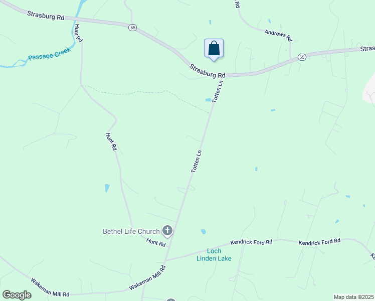 map of restaurants, bars, coffee shops, grocery stores, and more near 519 Totten Lane in Front Royal