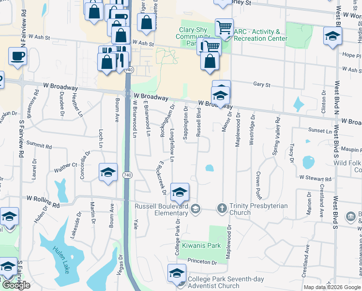map of restaurants, bars, coffee shops, grocery stores, and more near 302 Longfellow Ln in Columbia