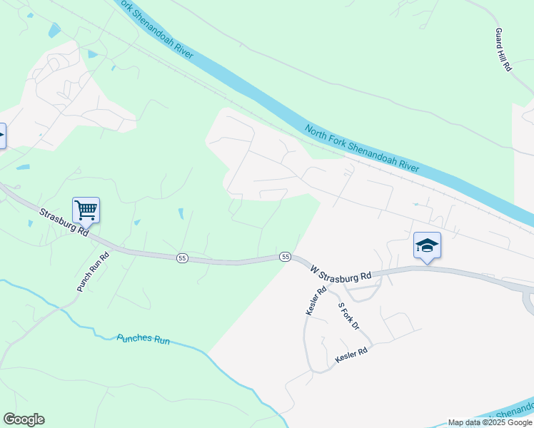 map of restaurants, bars, coffee shops, grocery stores, and more near 149 Jenny Wren Dr in Front Royal