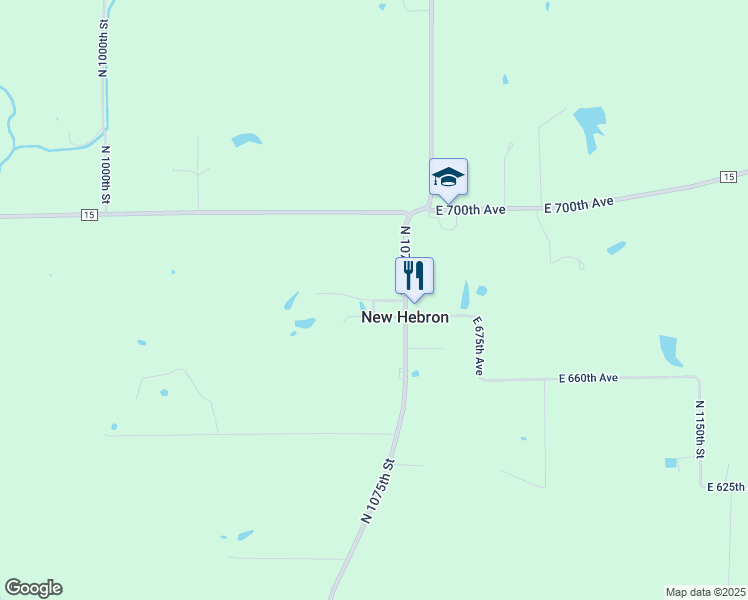 map of restaurants, bars, coffee shops, grocery stores, and more near 10701 East 680th Avenue in Robinson