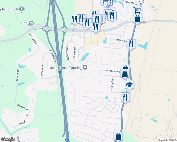 map of restaurants, bars, coffee shops, grocery stores, and more near 636 Friars Lane in Florence