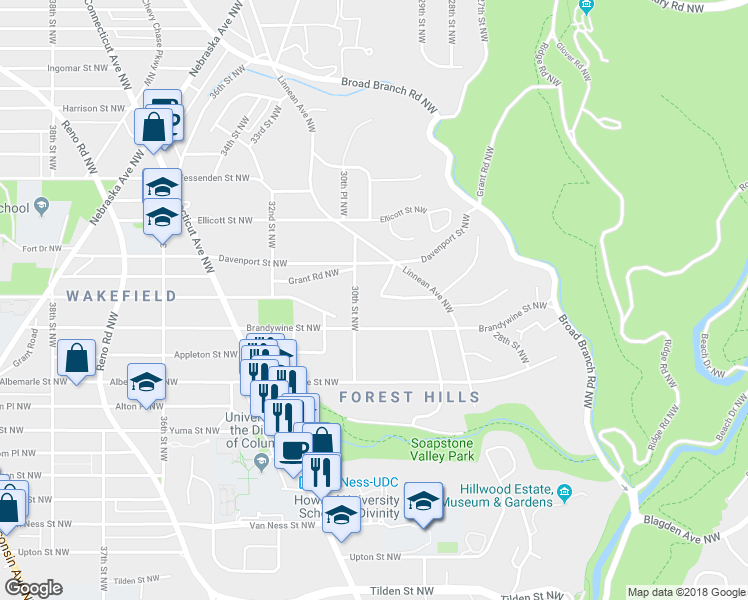 map of restaurants, bars, coffee shops, grocery stores, and more near 4704 29th Place Northwest in Washington