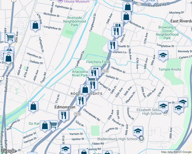 map of restaurants, bars, coffee shops, grocery stores, and more near 101 Independence Avenue Southeast in Washington
