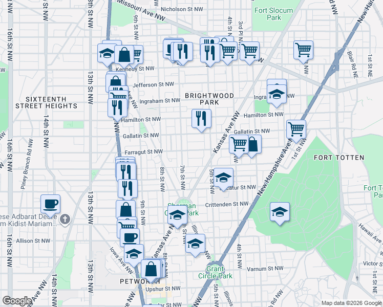 map of restaurants, bars, coffee shops, grocery stores, and more near 101 Independence Avenue Southeast in Washington