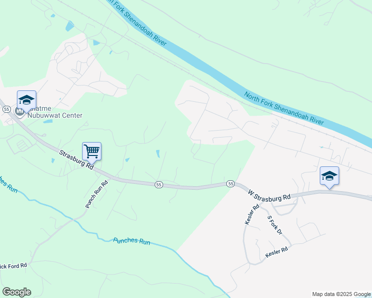 map of restaurants, bars, coffee shops, grocery stores, and more near 115 Oakleaf Court in Front Royal