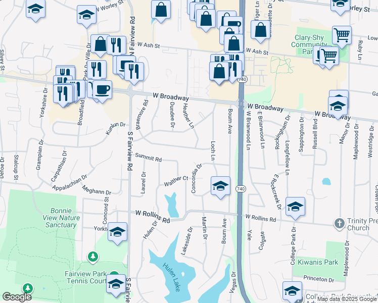 map of restaurants, bars, coffee shops, grocery stores, and more near 2404 Braemore Road in Columbia