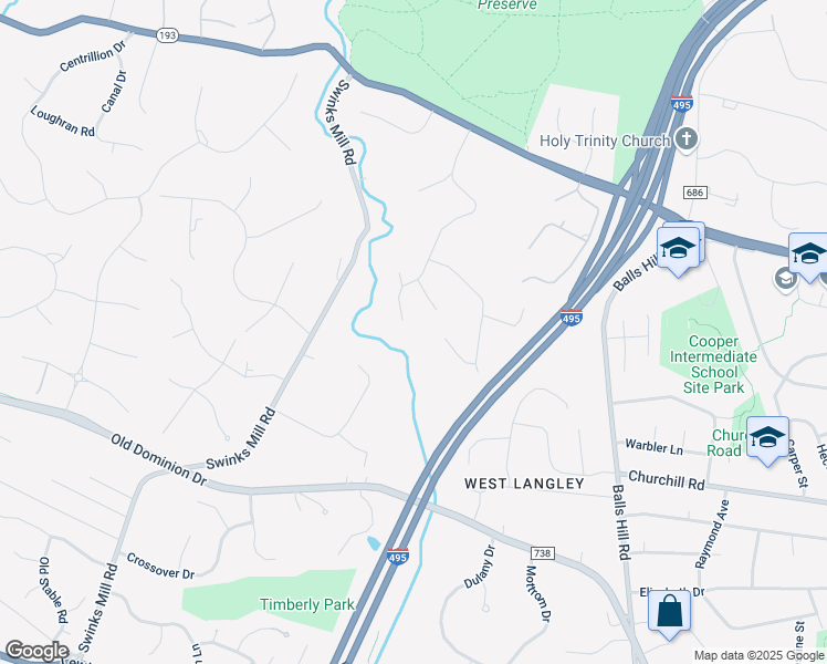 map of restaurants, bars, coffee shops, grocery stores, and more near 989 Saigon Road in McLean
