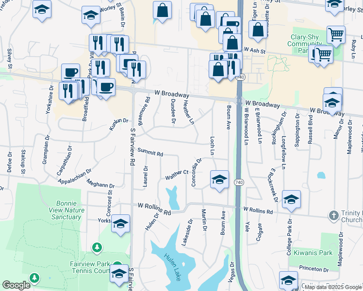 map of restaurants, bars, coffee shops, grocery stores, and more near 2502 Braemore Road in Columbia