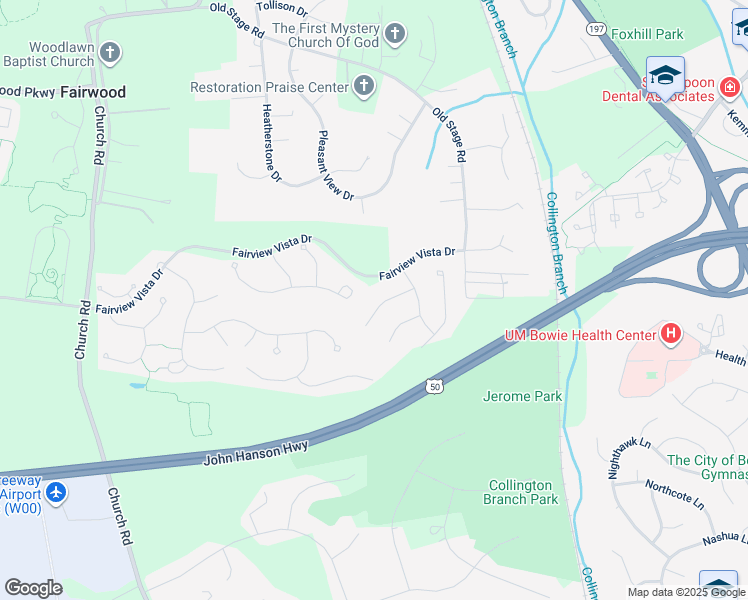 map of restaurants, bars, coffee shops, grocery stores, and more near 14210 Maple Reach Court in Bowie