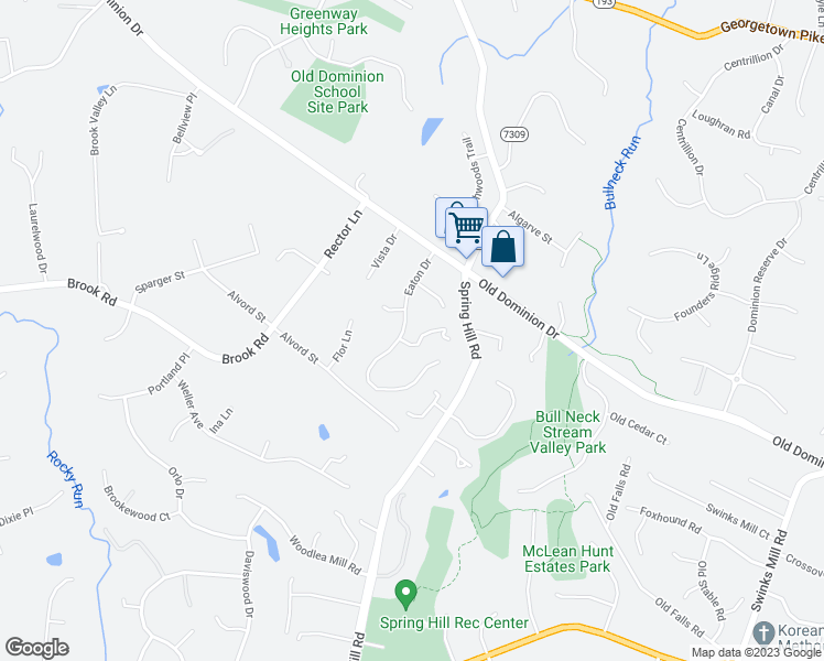 map of restaurants, bars, coffee shops, grocery stores, and more near 1007 Eaton Drive in McLean