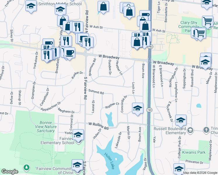 map of restaurants, bars, coffee shops, grocery stores, and more near 2623 Summit Road in Columbia