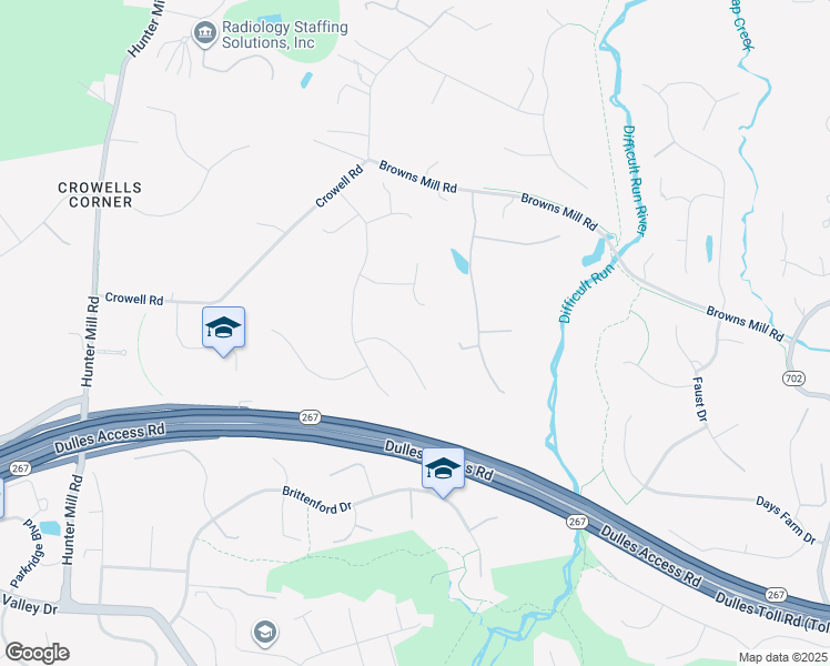 map of restaurants, bars, coffee shops, grocery stores, and more near 10286 Johns Hollow Road in Vienna