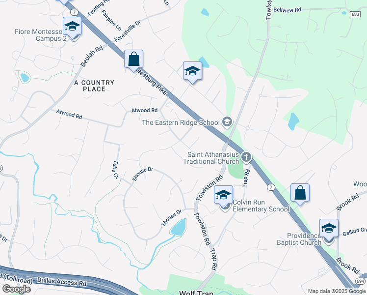 map of restaurants, bars, coffee shops, grocery stores, and more near 9321 Robnel Place in Vienna