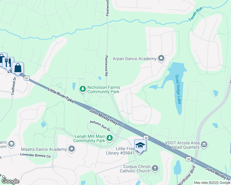 map of restaurants, bars, coffee shops, grocery stores, and more near 41559 Revival Drive in Ashburn