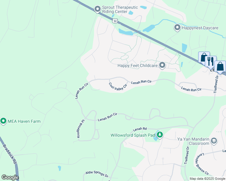 map of restaurants, bars, coffee shops, grocery stores, and more near 40703 Cool Valley Circle in Aldie