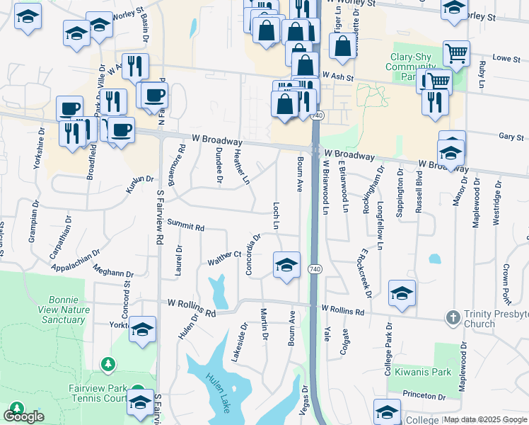 map of restaurants, bars, coffee shops, grocery stores, and more near 2306 Braemore Road in Columbia